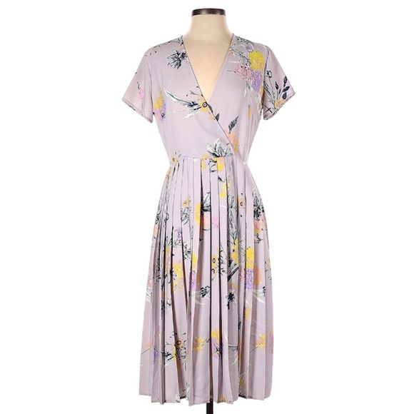 Leith Dresses & Skirts - NWOT Lieth Pastel Floral Wrap Front Dress Medium